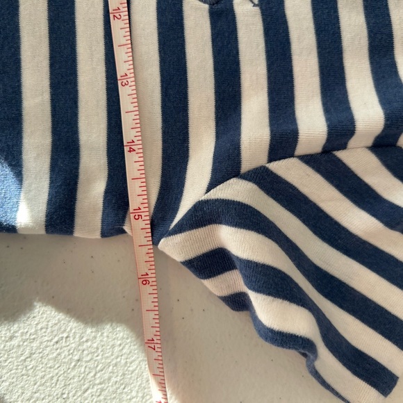 Ralph Lauren Blue & White Striped V-Neck Women's Logo Tee | Medium - Picture 9 of 9